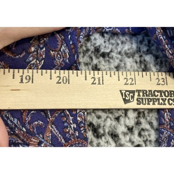 Lucky Brand Small Purple Floral V‎ Neck Boho Long Sleeve Peasant Blouse Smocked - Picture 6 of 8